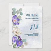 青いユリのウェディングカードデザイン 招待状 (裏面)