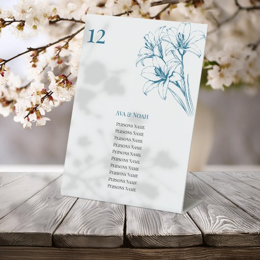 青いユリの結婚アウトライン番号 台座サイン