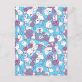 青いユーモアあふれるかわいい編み物キットねこ玉 シーズンポストカード (正面)