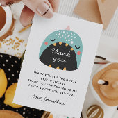 青いユーモアのある恐竜。恐竜の赤ちゃん/子供の誕生日 サンキューカード