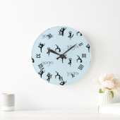 青いヨガポーズ ラージ壁時計 (ホーム)