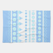 青いヨットおよび円の列 キッチンタオル (横)