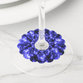 青いラきらめくイト ワイングラスタグ (クローズアップ)