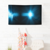 青いライトのキリスト教の十字 横断幕 (インサイチュ)