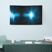 青いライトのキリスト教の十字 横断幕 (トレードショー)