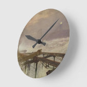 青いライト、- Teignemouth桟橋ランプをつけること ラウンド壁時計 (傾斜)