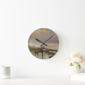 青いライト、- Teignemouth桟橋ランプをつけること ラウンド壁時計 (ホーム)