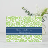 青いライムのダマスク織のリハーサルのディナー・パーティ 招待状 (スタンド正面)