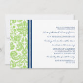 青いライムのダマスク織のリハーサルのディナー・パーティ 招待状 (裏面)