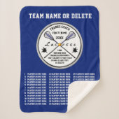 青いラクロスコーチのギフトすべてのプレイヤーの名前 シェルパブランケット (正面)