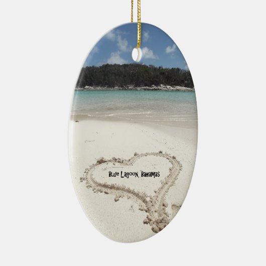 青いラグーン，バハマ描ス – 砂の中のハート セラミックオーナメント (右)