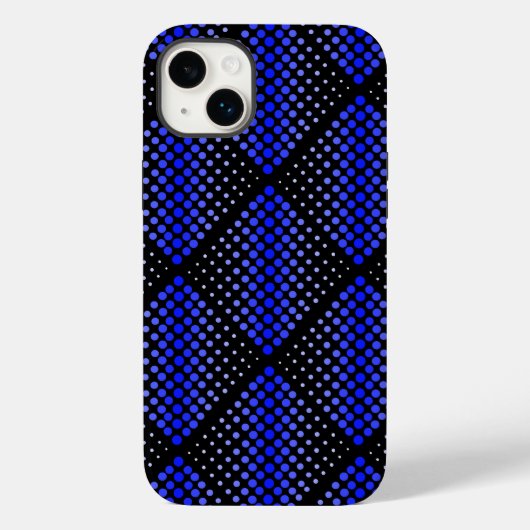 青いラスターパターン01黒い背景 Case-Mate iPhoneケース (裏面)