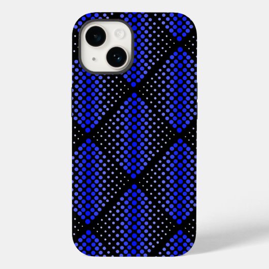 青いラスターパターン01黒い背景 Case-Mate iPhoneケース (裏面)
