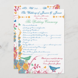 青いラズベリーの野生の花が咲く鳥の結婚式 招待状