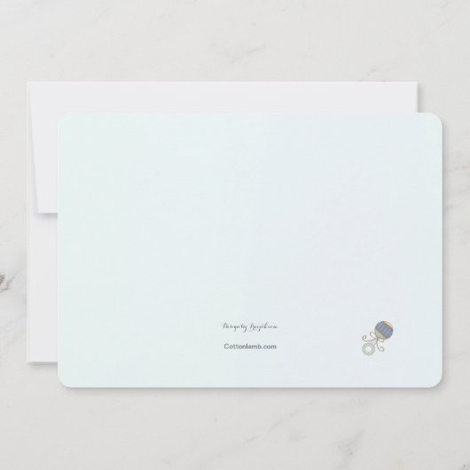 青いラッセル音の写真のベビーシャワーの招待状 招待状 (裏面)