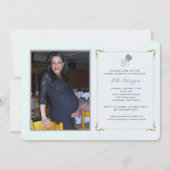 青いラッセル音の写真のベビーシャワーの招待状 招待状 (正面)