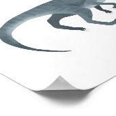 青いラプトル恐竜の子供部屋ポスター ポスター (角)