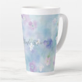 青いラベンダー白紫の花 カフェラテマグ (右アングル)