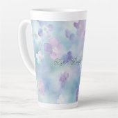 青いラベンダー白紫の花 カフェラテマグ (左アングル)