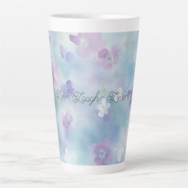 青いラベンダー白紫の花 カフェラテマグ