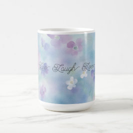 青いラベンダー白紫の花 コーヒーマグカップ