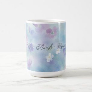 青いラベンダー白紫の花 コーヒーマグカップ