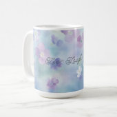 青いラベンダー白紫の花 コーヒーマグカップ (正面左)