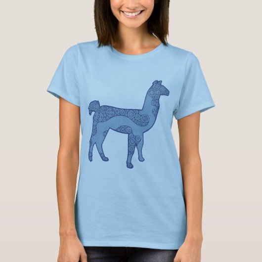 青いラマのワイシャツ Tシャツ (正面)