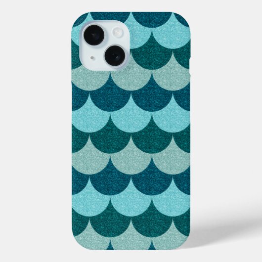 青いラメ入り人魚の鱗模様 Case-Mate iPhoneケース (裏面)
