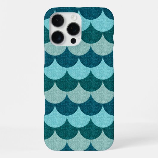青いラメ入り人魚の鱗模様 iPhoneケース (裏面)