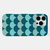青いラメ入り人魚の鱗模様 iPhoneケース (裏面横)