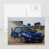 青いラリーカー ポストカード (正面/裏面)