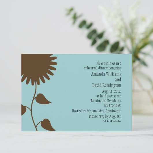 青いリハーサルの夕食の招待状のヒマワリ 招待状 (スタンド正面)