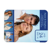 青いリボンで日付マグネットを保存 マグネット (横)