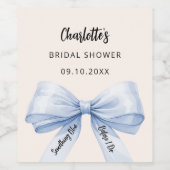青いリボンとウェディングシャワーのクリーム色の背景, 私が結婚する前に青いものを, ウェディングシャ ワインラベル (シングルラベル)