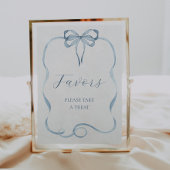 青いリボンのギフトサイン ポスター