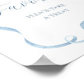 青いリボンのギフトサイン ポスター (角)