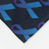 青いリボンのタイルパターン フリースブランケット (角)