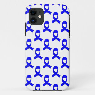 青いリボンのパターン iPhone 11 ケース