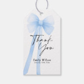 青いリボンの感謝 ギフトタグ (正面)