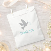 青いリボンの灰色の鳩結婚式の引き出物バッグ フェイバーバッグ (クリップ留めされた状態)