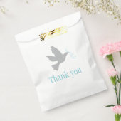 青いリボンの灰色の鳩結婚式の引き出物バッグ フェイバーバッグ (封をした状態)