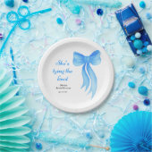 青いリボンの結婚前お披露目パーティー ペーパープレート (パーティー)