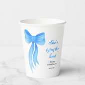 青いリボンの結婚前お披露目パーティー 紙コップ (裏面)