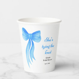 青いリボンの結婚前お披露目パーティー 紙コップ