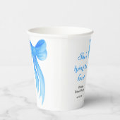 青いリボンの結婚前お披露目パーティー 紙コップ (右)