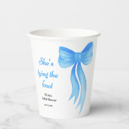 青いリボンの結婚前お披露目パーティー 紙コップ