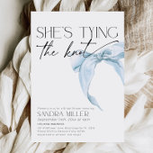 青いリボンの結婚前お祝い招待状「結婚する彼女」 招待状