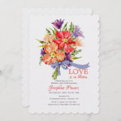 青いリボンの花束 招待状 (正面/裏面)