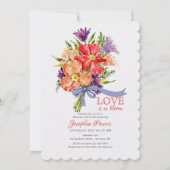 青いリボンの花束 招待状 (正面)